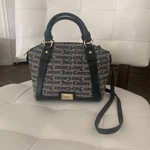 NWT Juicy Couture Gothic Logo Black Gray Dome Satchel Medium Bag